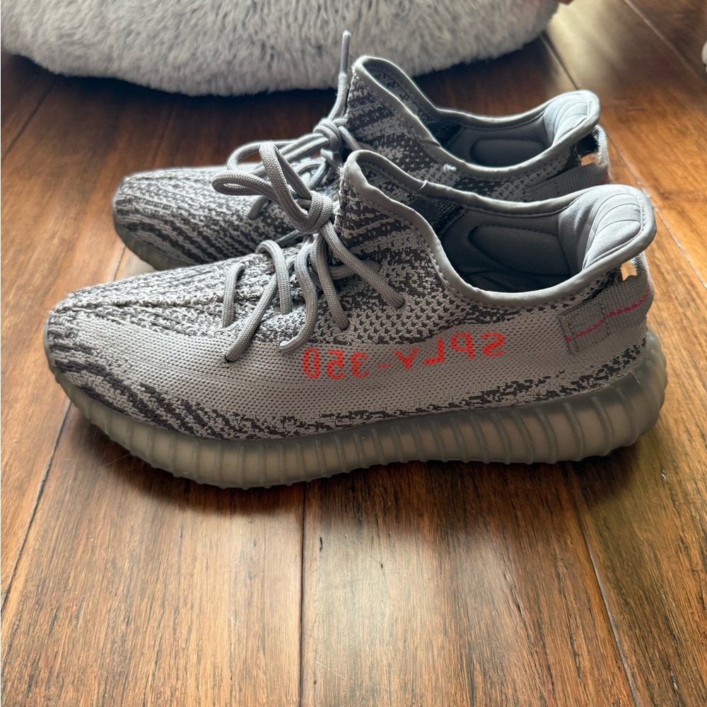 Yeezy Boost 350 V2 in Gray with Red Highlights